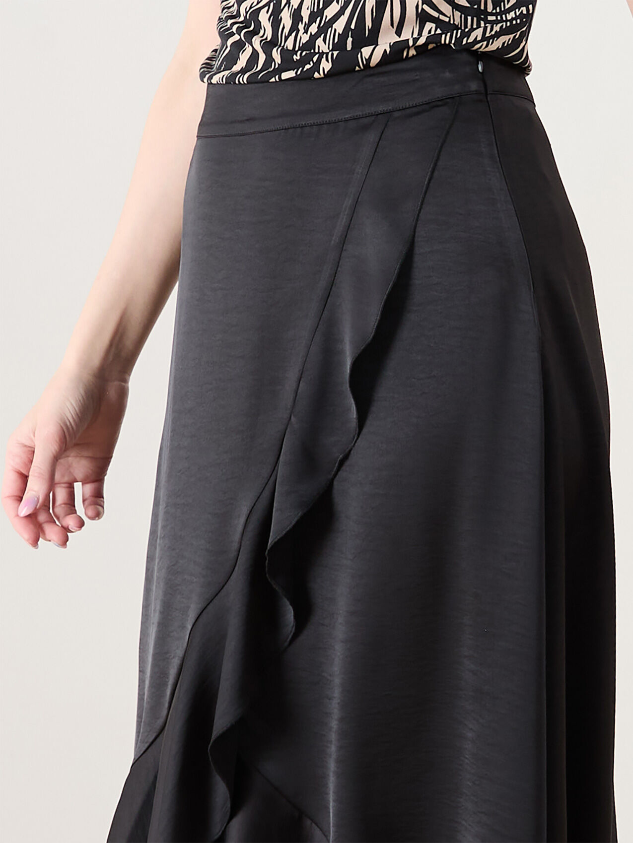 Satin Air Flow Ruffle Wrap Skirt