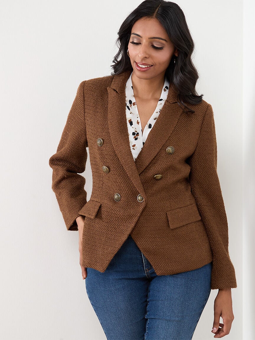 Petite Tobacco Tweed Blazer