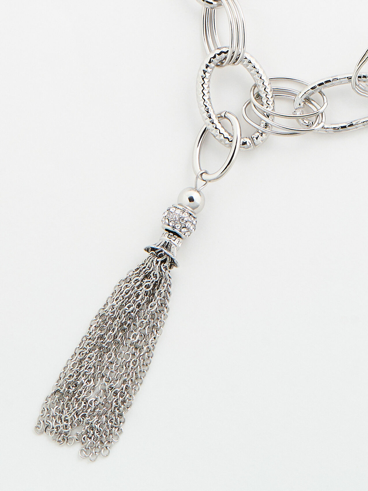 Long Silver Tassel Necklace