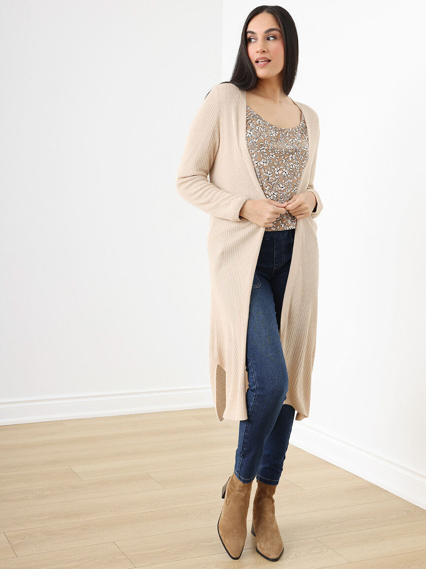 Open-Front Knit Cardigan Sweater, Cleo