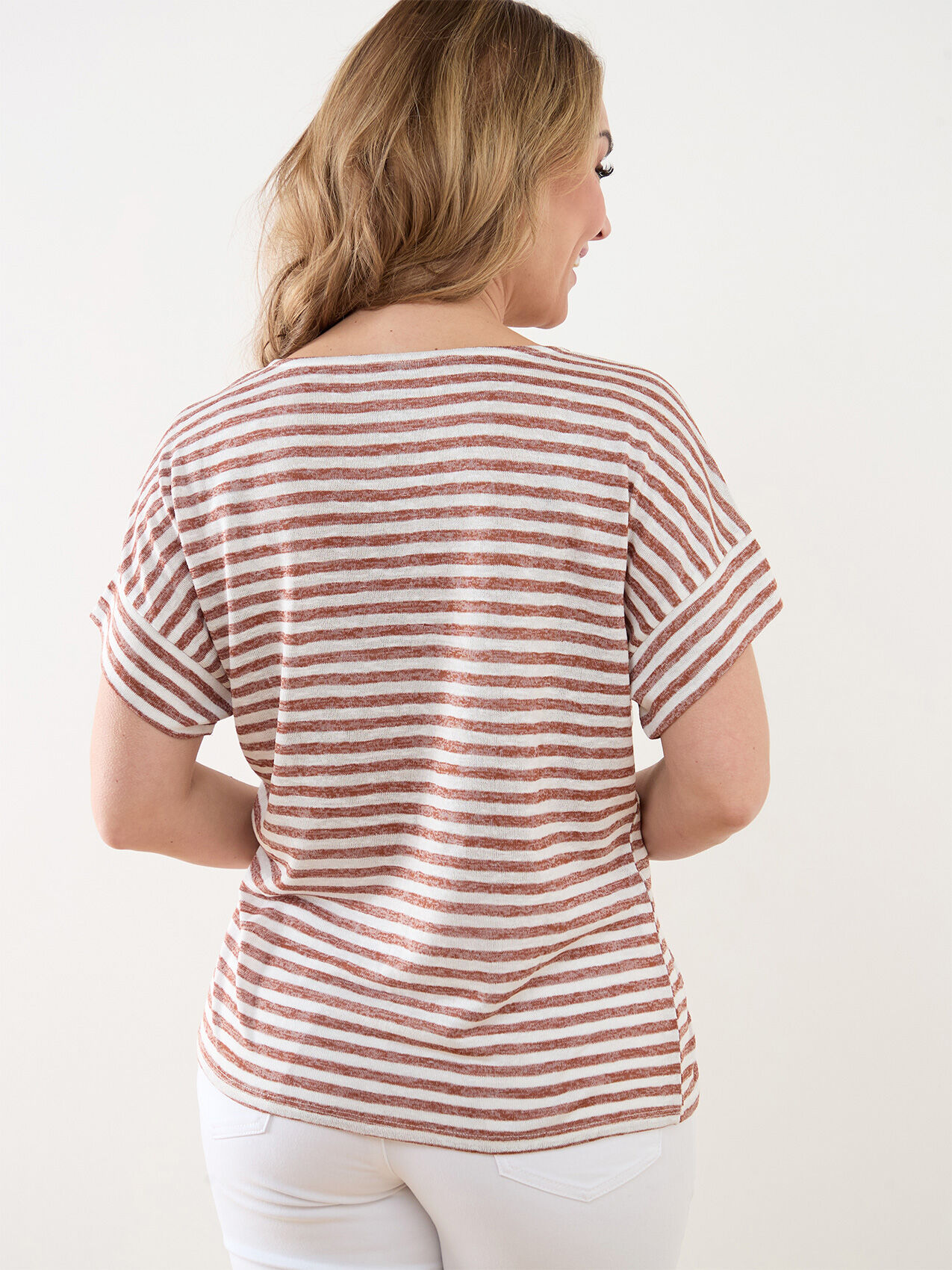 Petite Short Sleeve Yarn Dye Stripe Tee