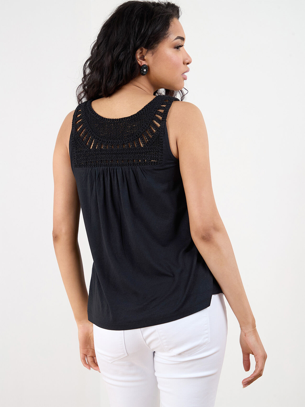 Petite Crochet Detail Relaxed Top