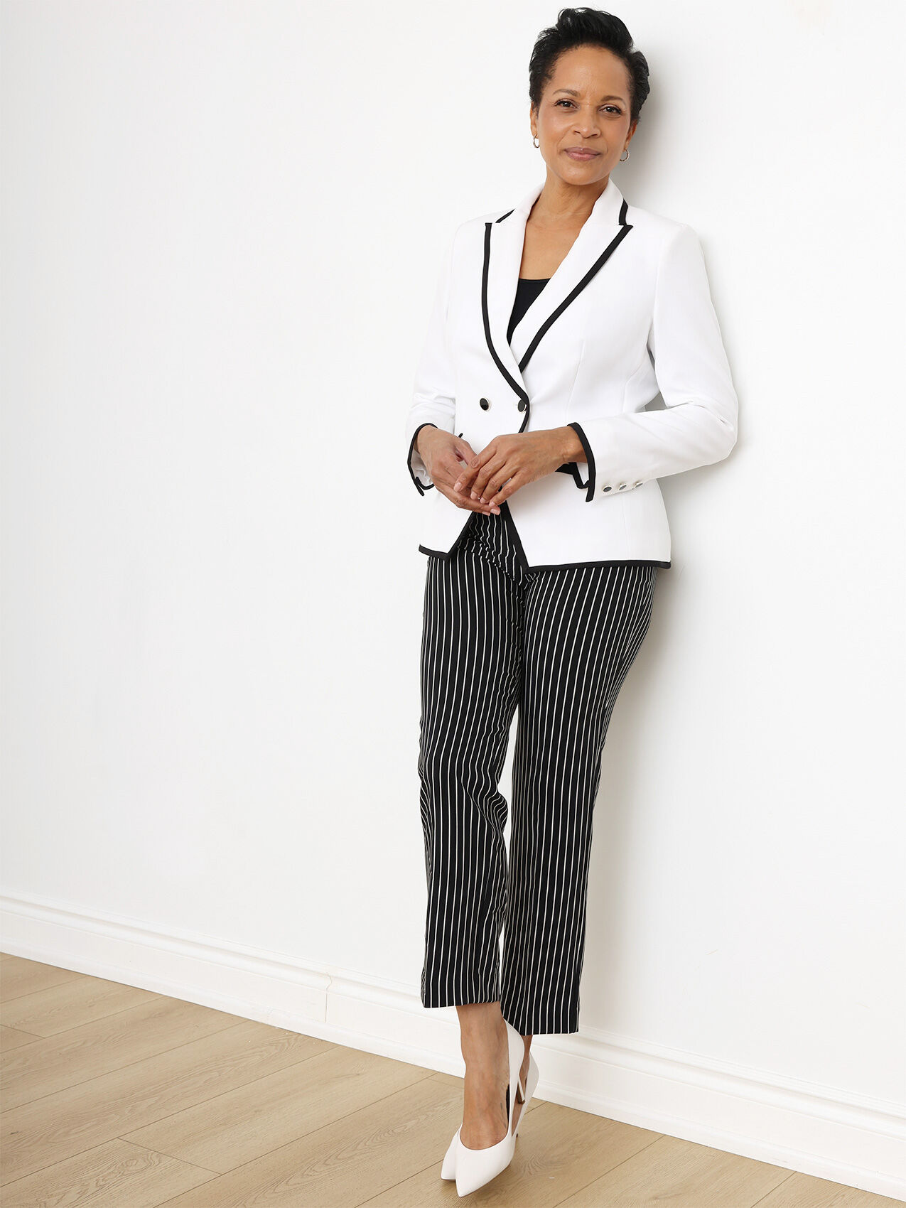 Leah Straight Striped Ankle Pant