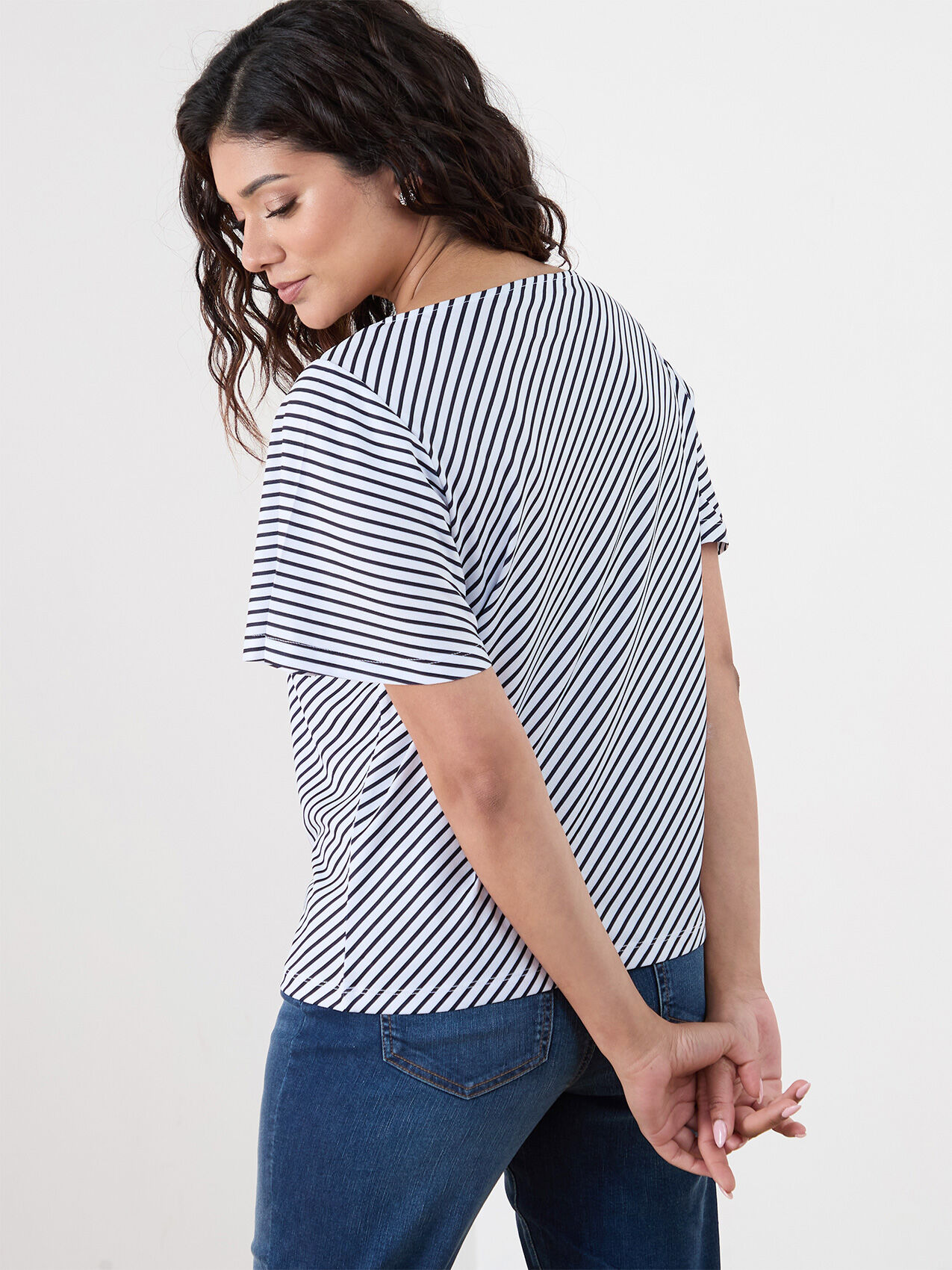 Petite Short Flutter Sleeve Stretch Crepe Top