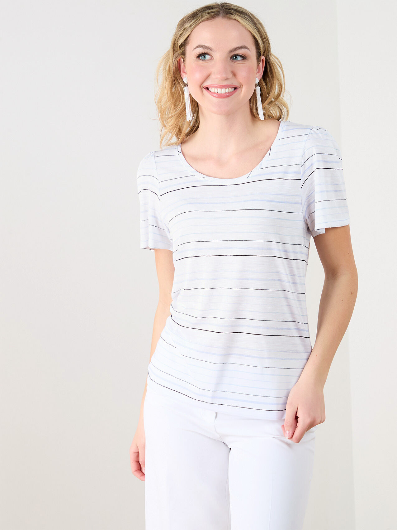 Flutter Sleeve Scoop Neck T-Shirt