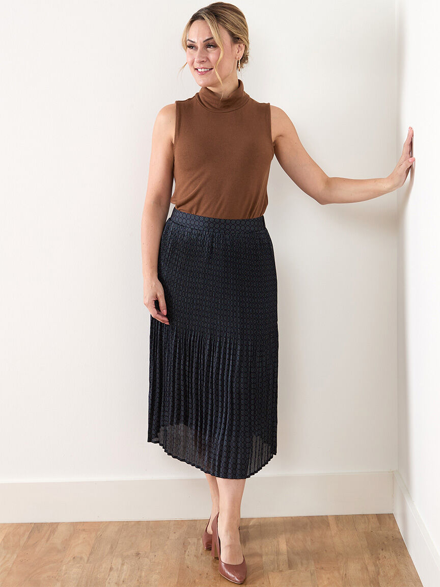 Petite Satin Pleated Skirt