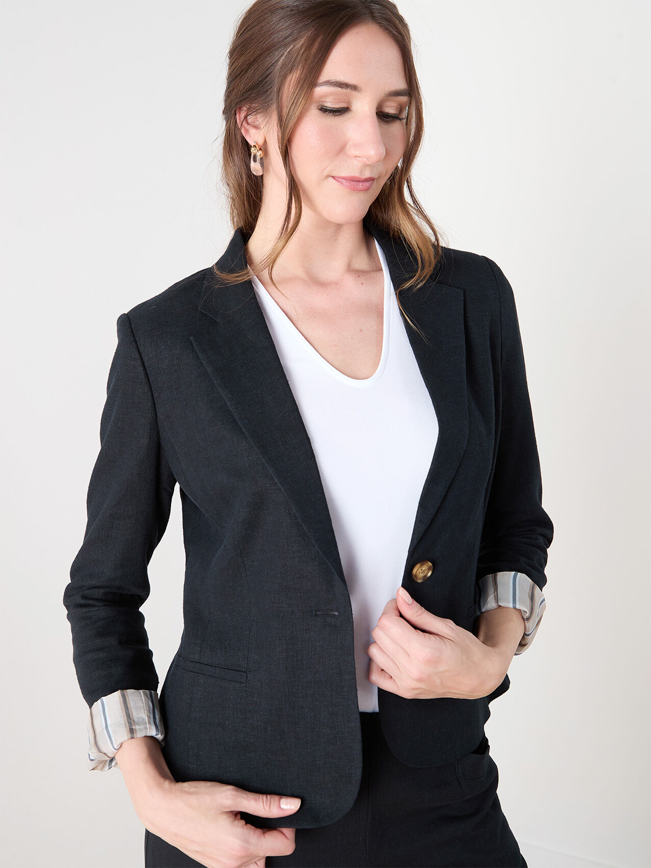 Linen 1-Button Blazer