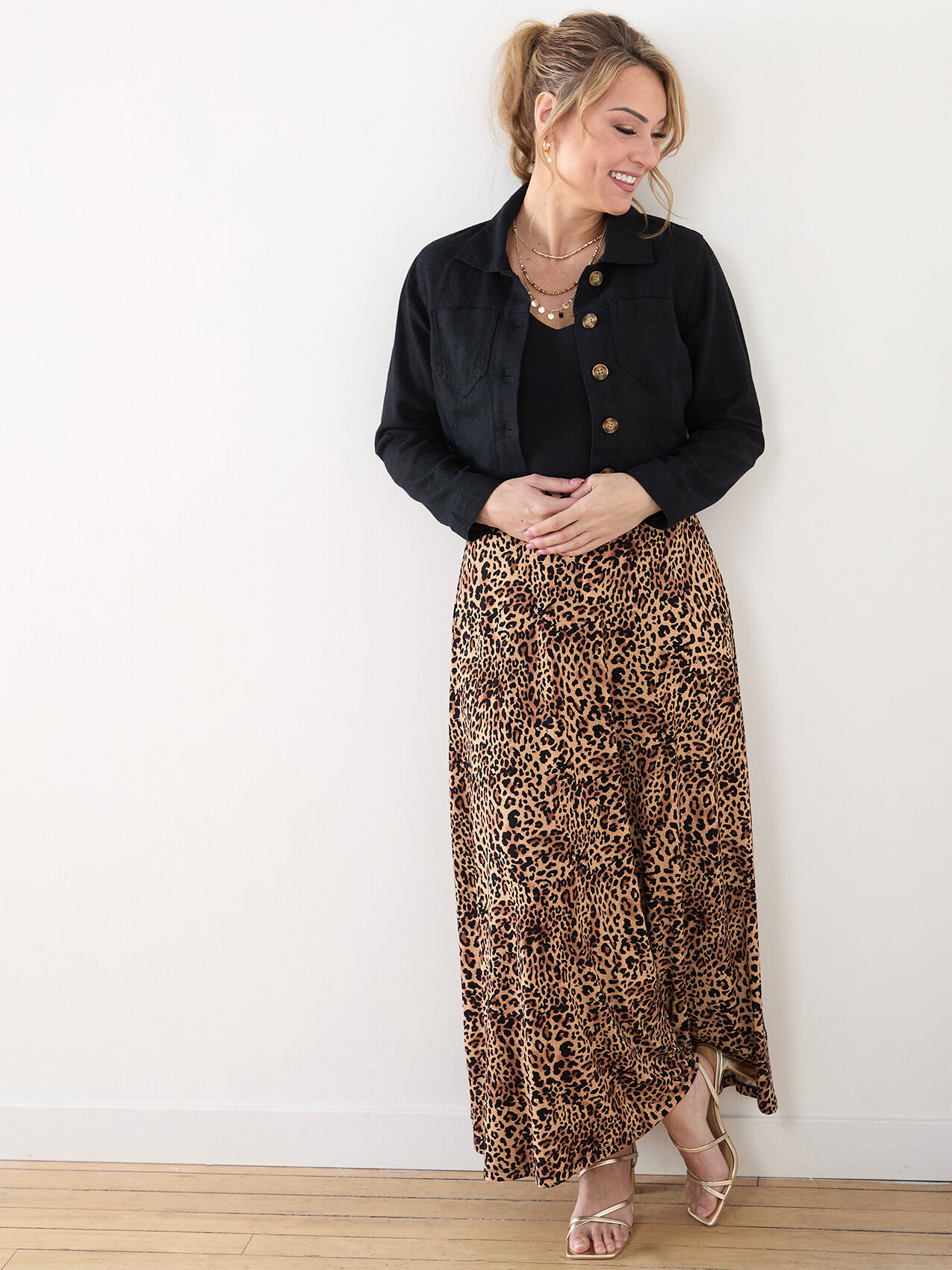 Petite Leopard Print Knit Maxi Dress