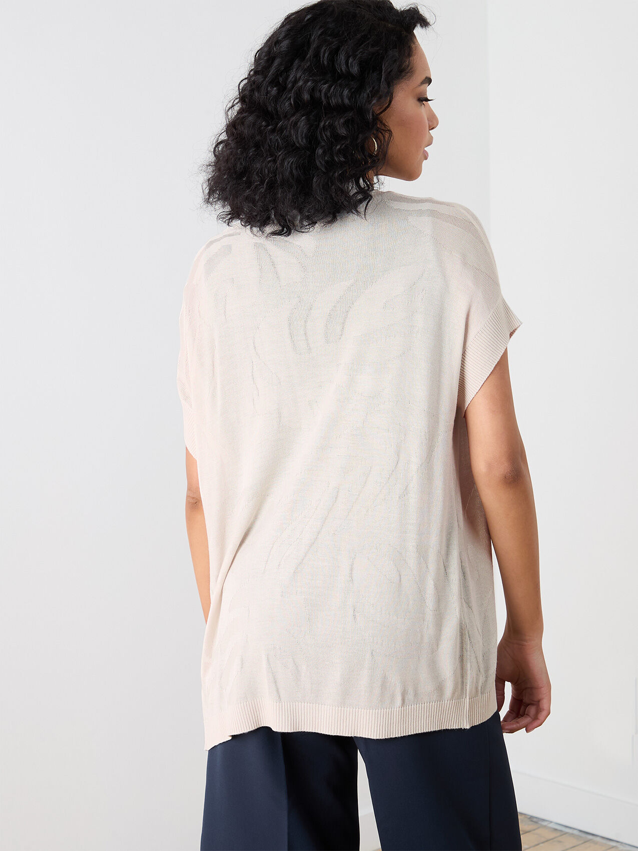 Petite Short Sleeve Burnout Cardigan