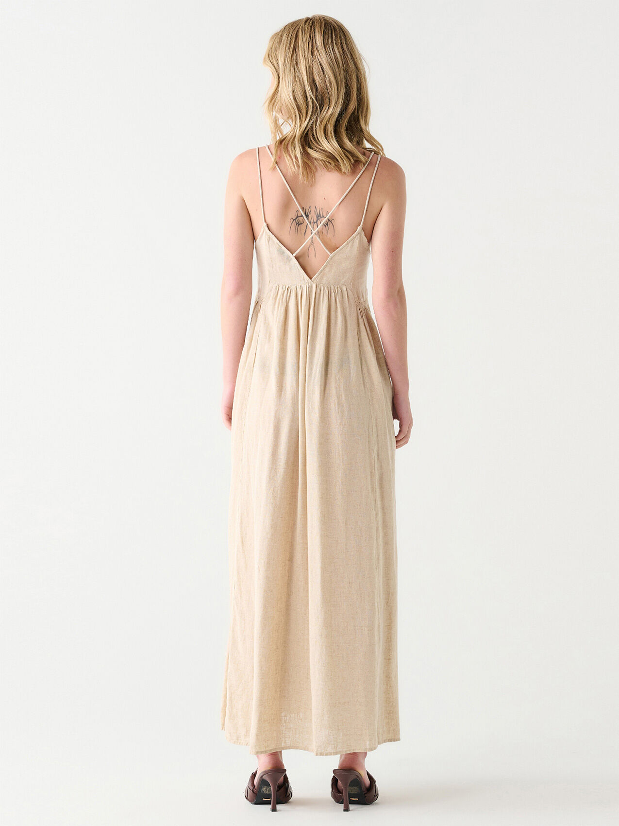 Sleeveless Linen Blend Maxi Dress