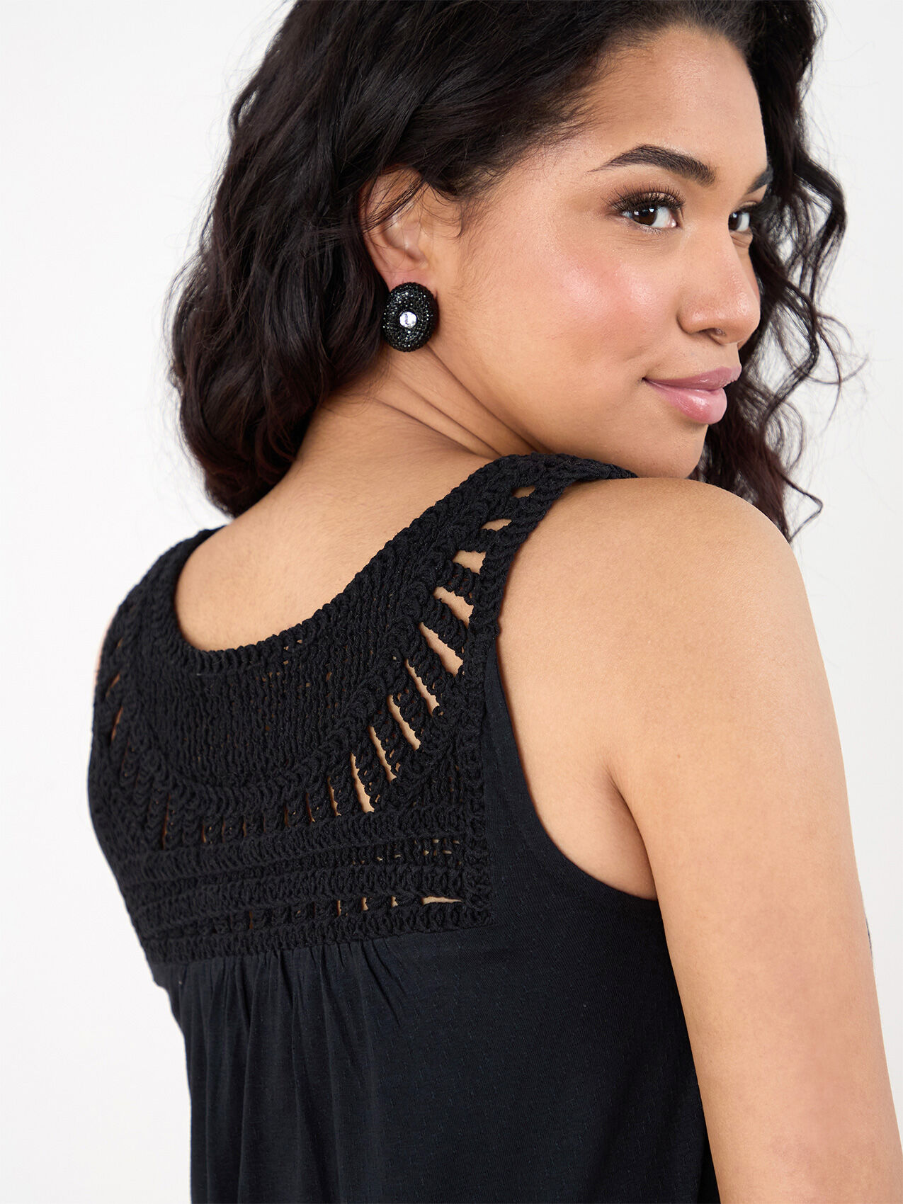 Petite Crochet Detail Relaxed Top