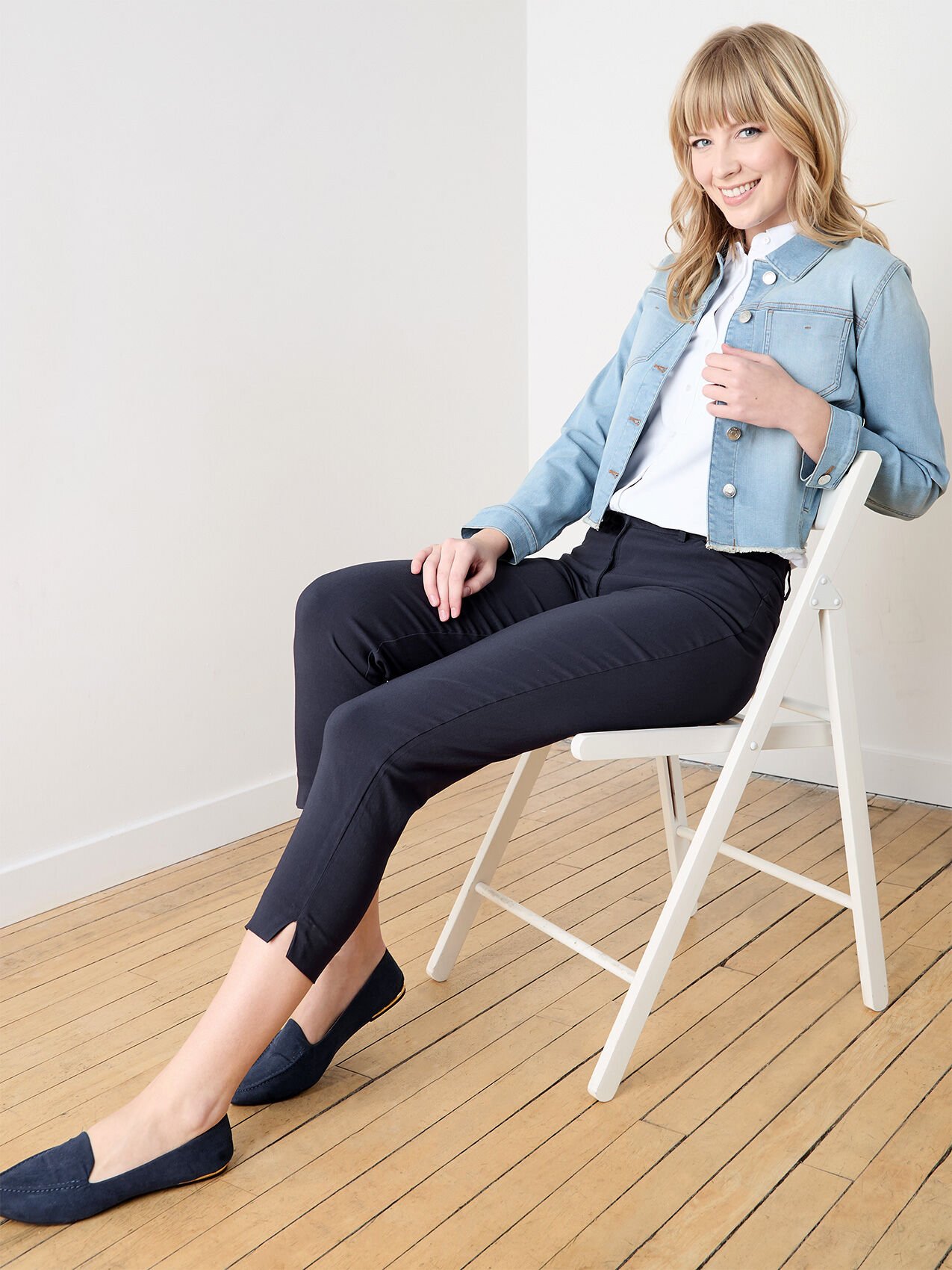 Christy Slim Navy Ankle Pant Microtwill