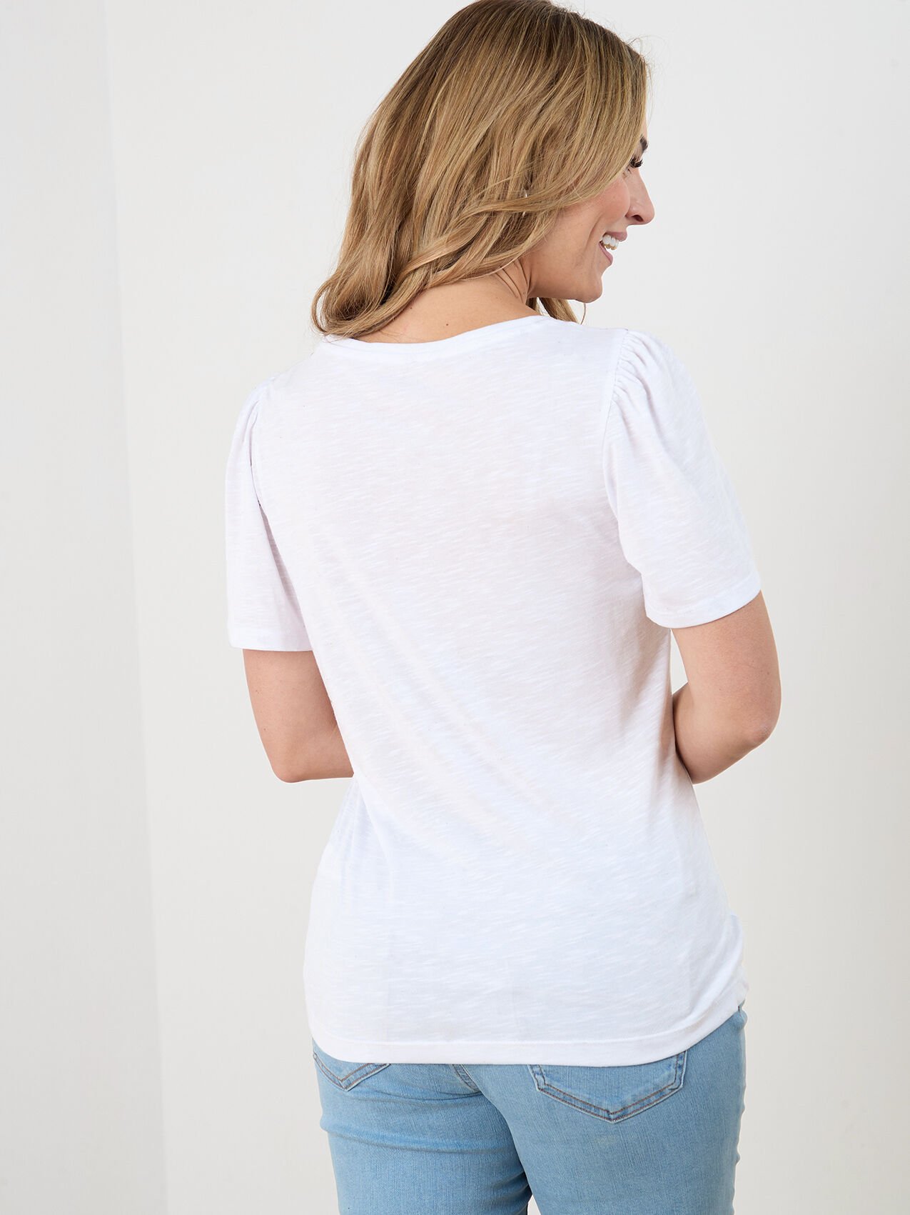 Petite Short Flutter Sleeve Scoop Neck T-Shirt