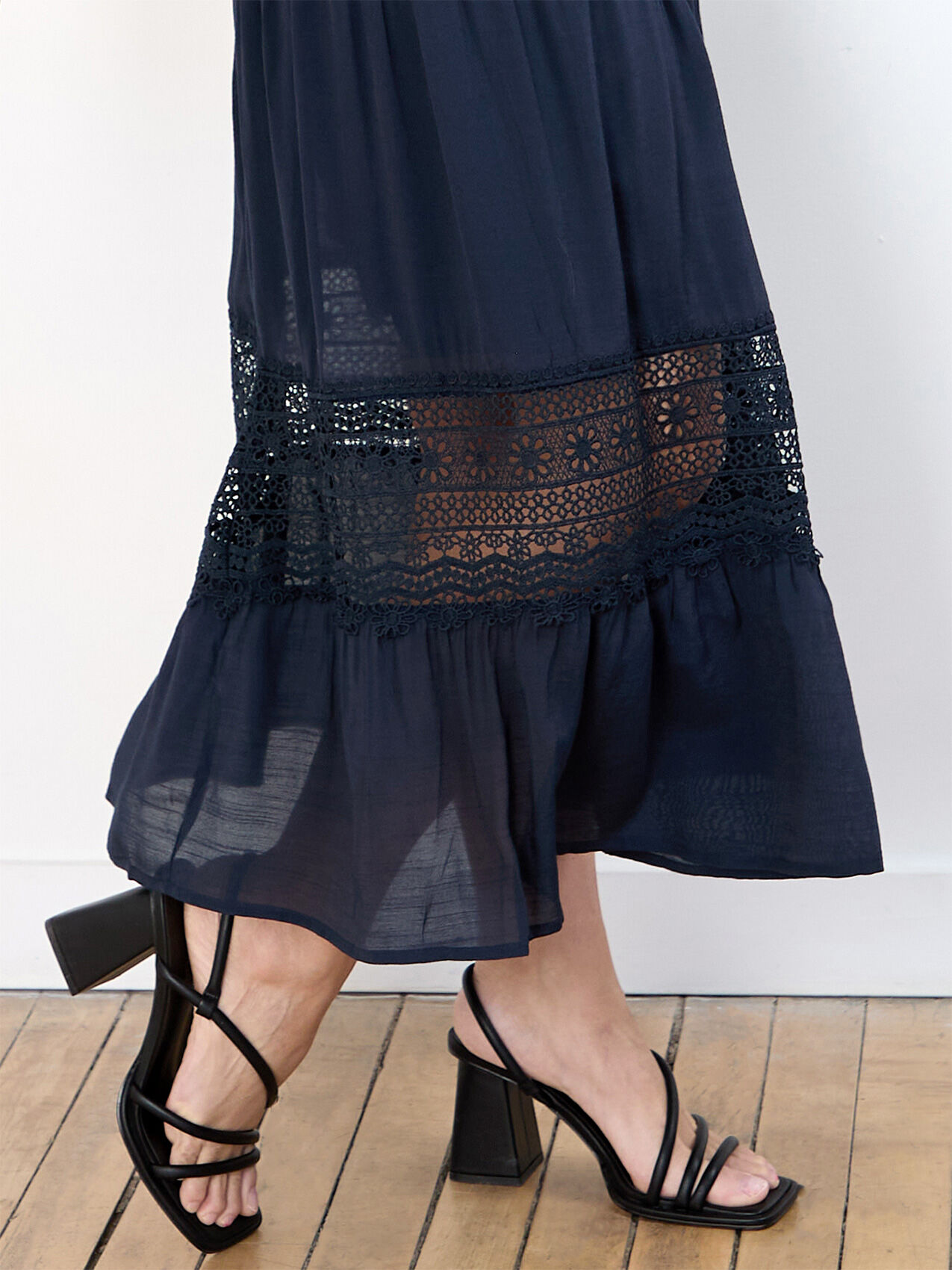 Gauze Peasant Skirt with Lace Detail