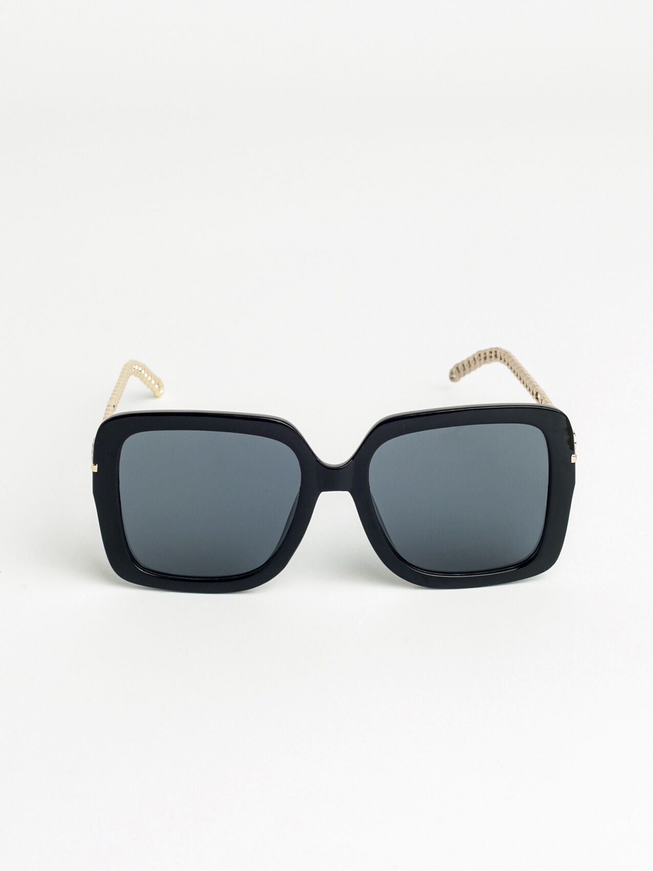 Black Square Frame Sunglasses with Arm Detail