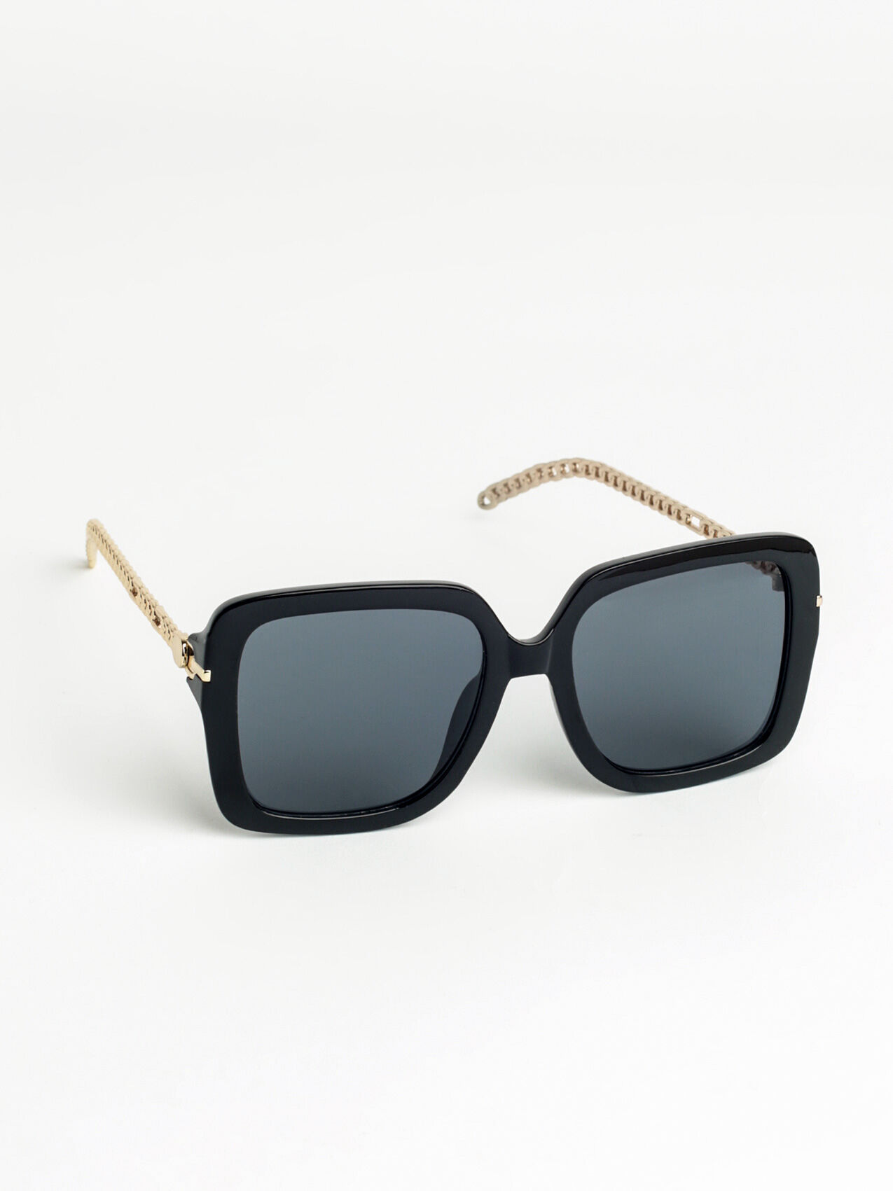 Black Square Frame Sunglasses with Arm Detail