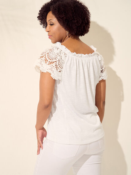 Petite Short Crochet Sleeve Relaxed Fit Top Image 5