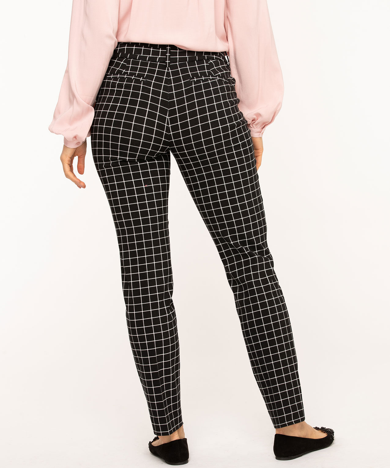 Windowpane Plaid Slim Leg Pant