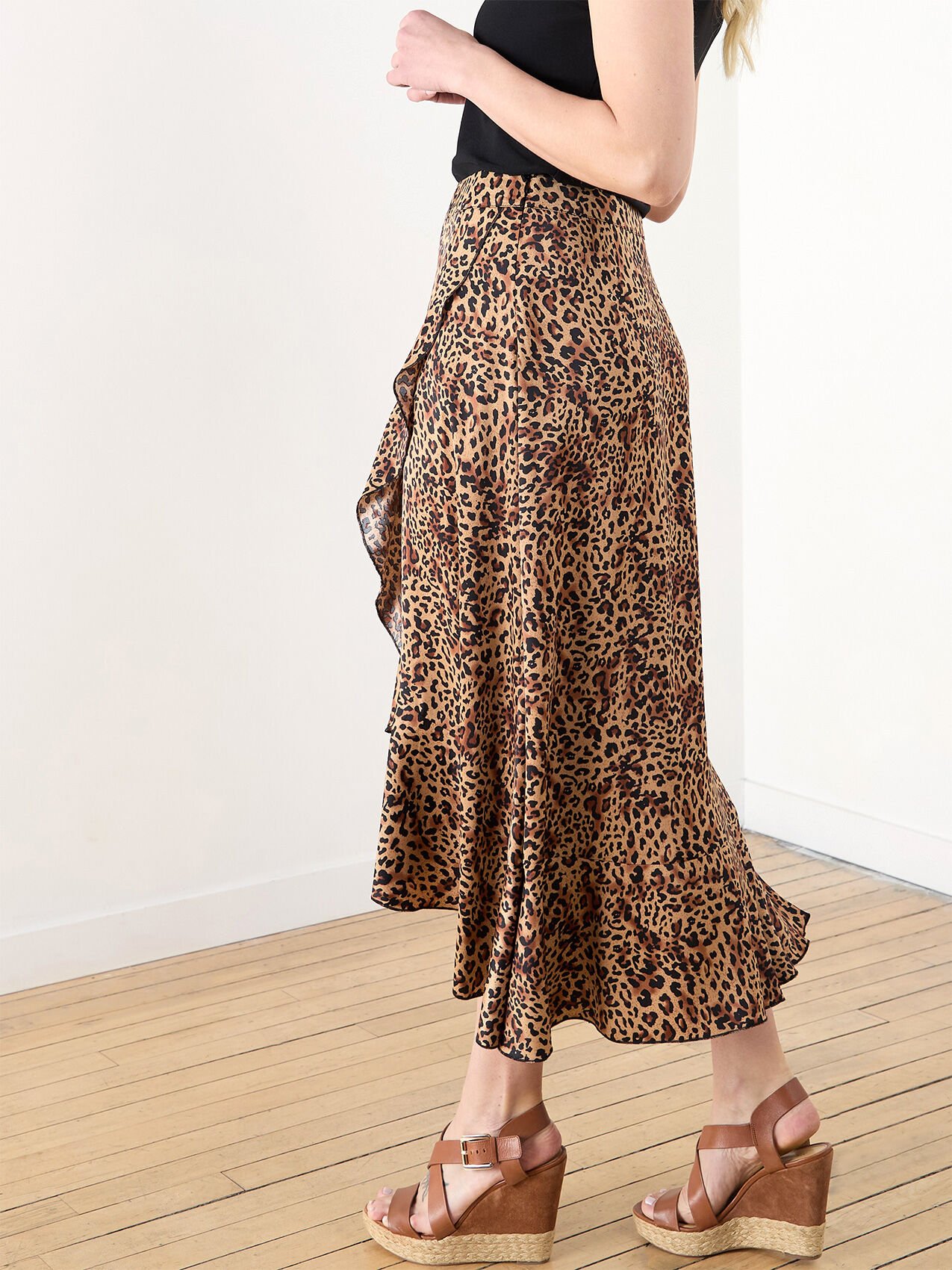 Airflow Animal Print Ruffle Wrap Skirt