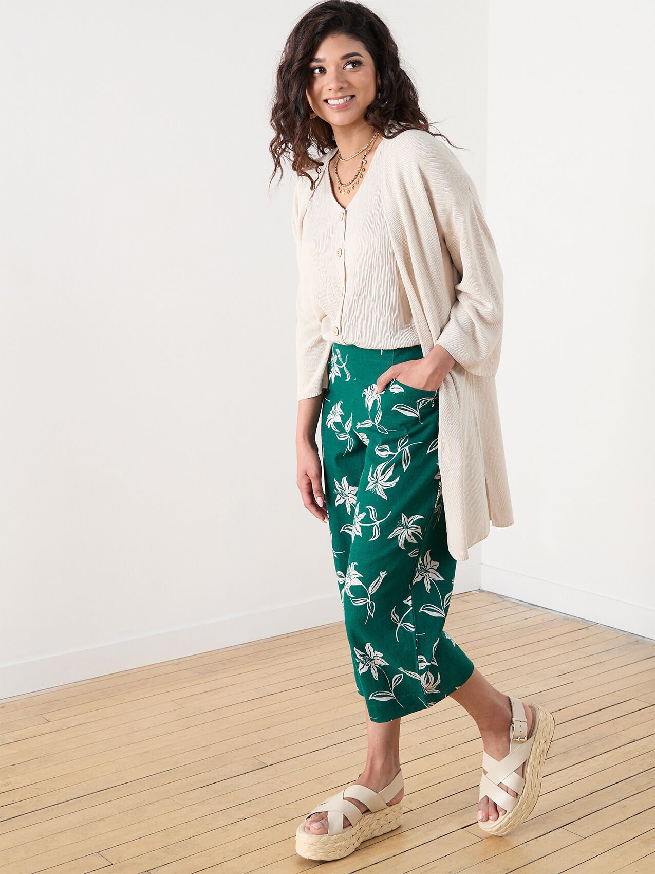 Petite Tonia Wide-Leg Linen Crop Pant