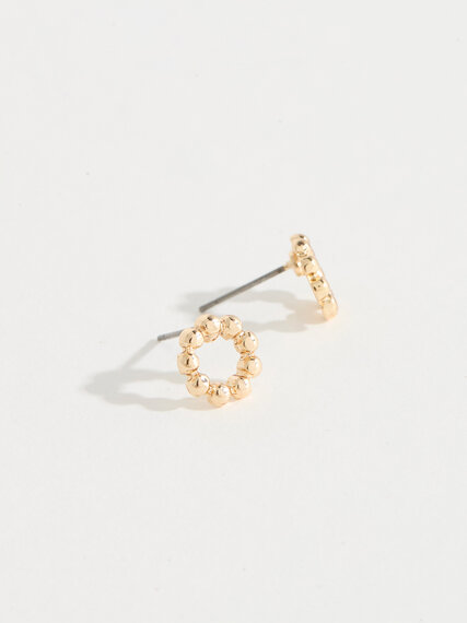 Gold, Pearl Studs & Small Hoop Earring Trio Image 5