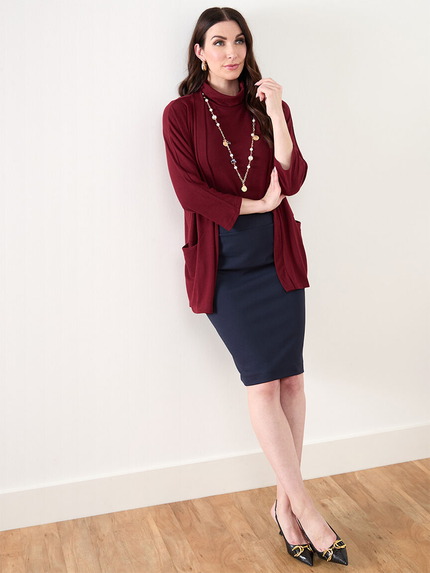 Scuba Crepe Pull On Pencil Skirt