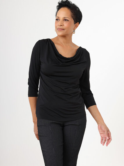 3/4 Sleeve Cowl Neck Relaxed Fit Top Image 4