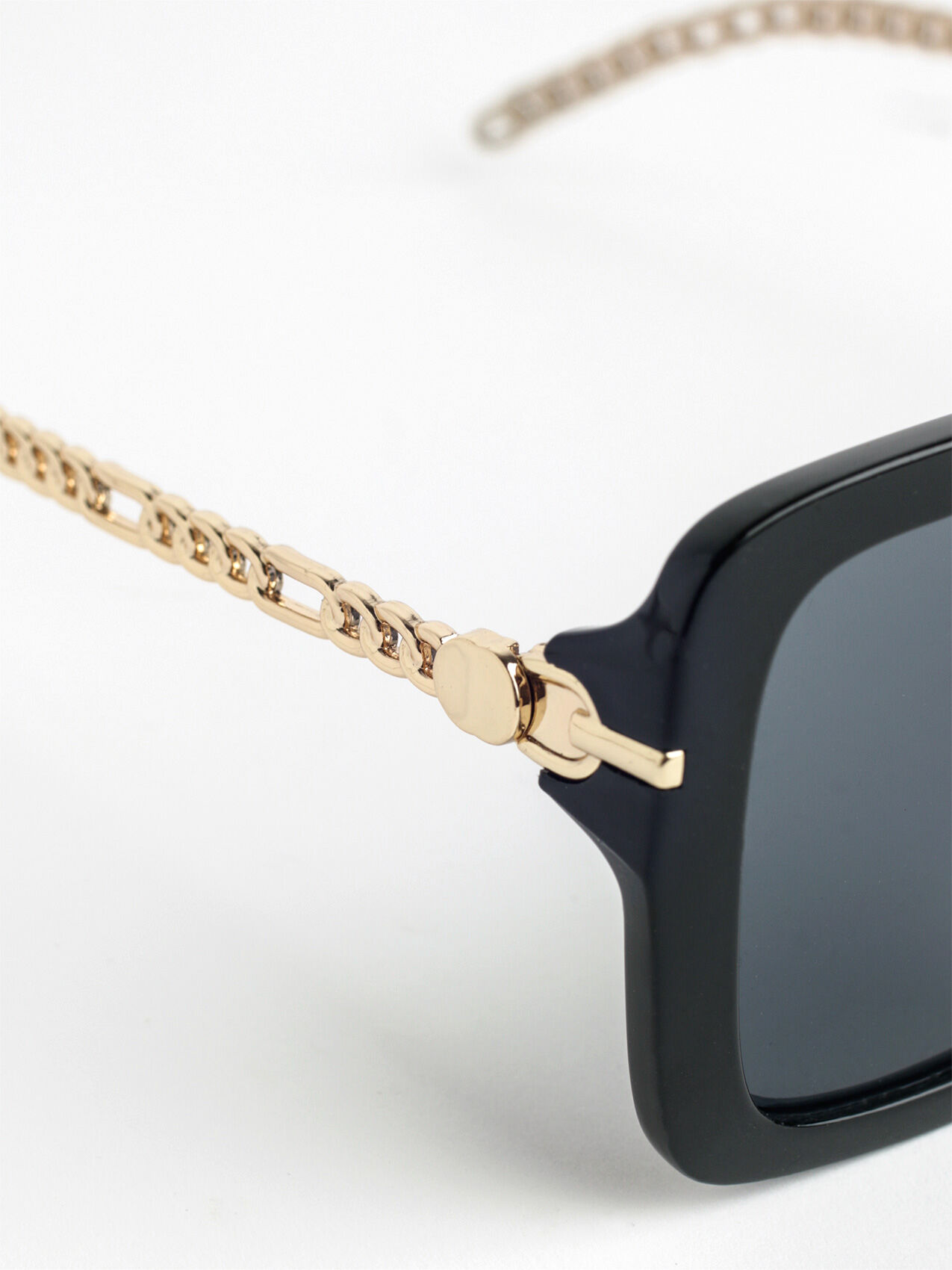 Black Square Frame Sunglasses with Arm Detail