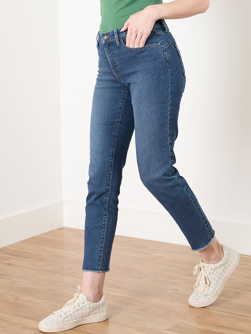 Lilly Slim Ankle Jeans with Raw Hem