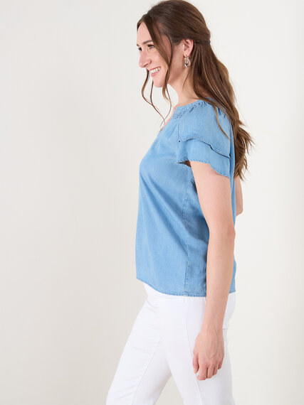 Petite Tiered Sleeve Relaxed Fit Blouse Image 6