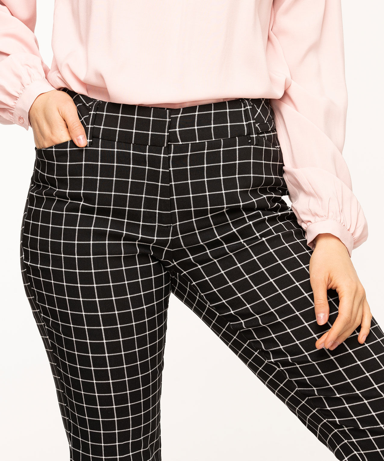 Windowpane Plaid Slim Leg Pant