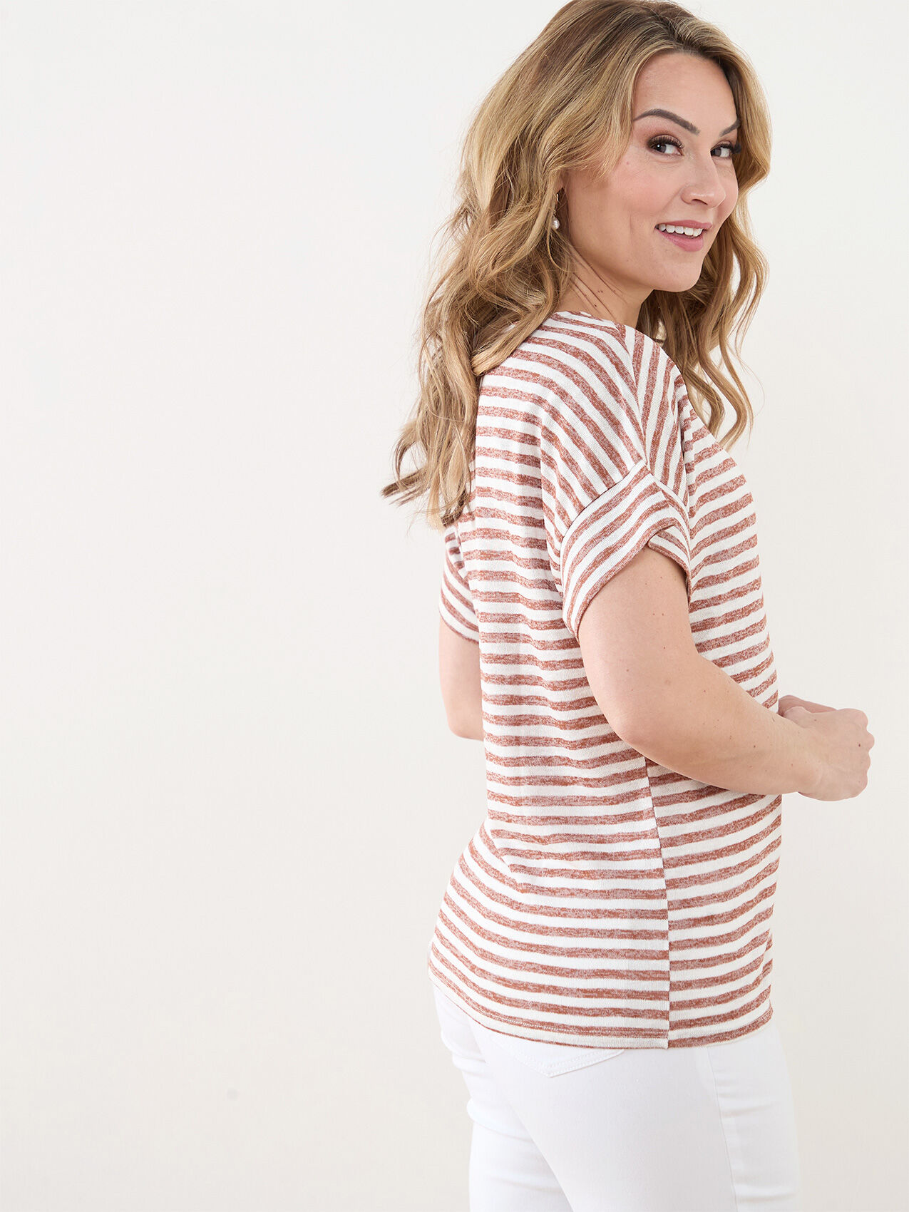 Petite Short Sleeve Yarn Dye Stripe Tee