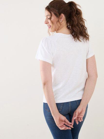 Ruched Peasant Tee with Flutter Sleeves Image 6