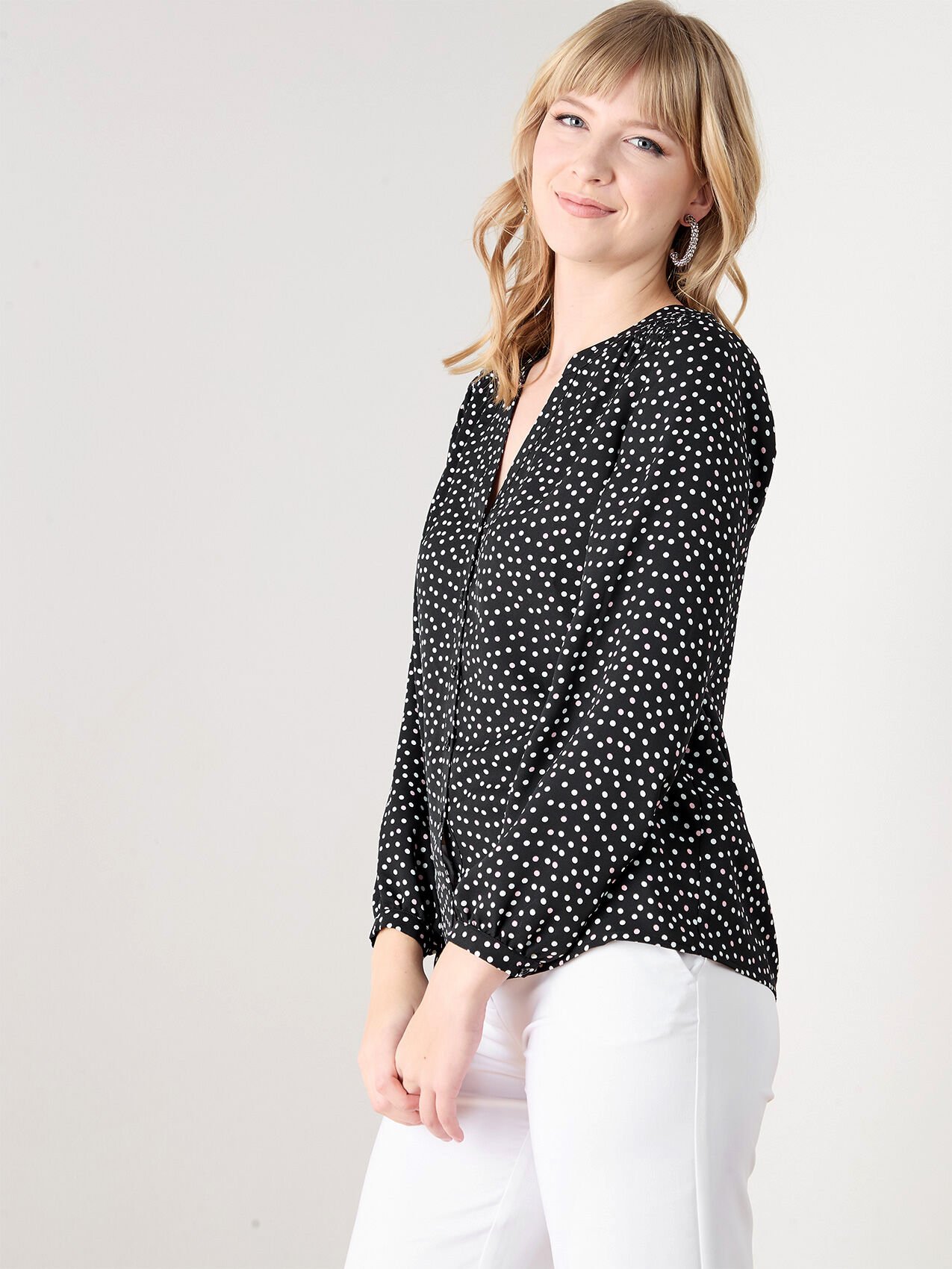 Relaxed Fit Ruched Shoulder Blouse