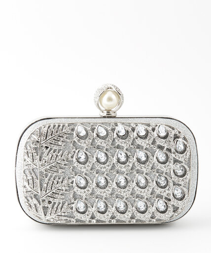 Small Silver Jewel-Encrusted Clutch | Cleo | 4000008717
