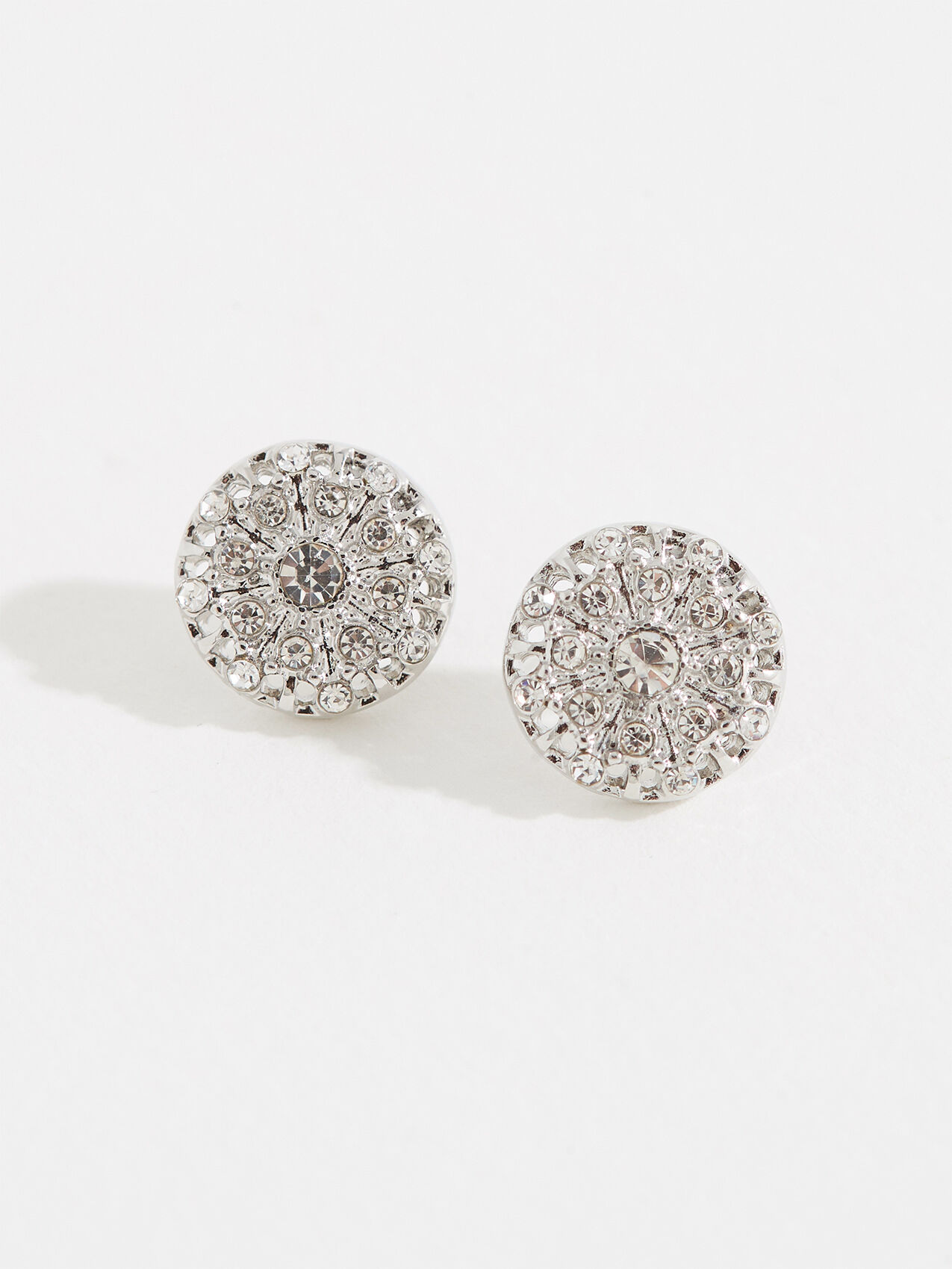 Silver Pave Round Stud Earrings