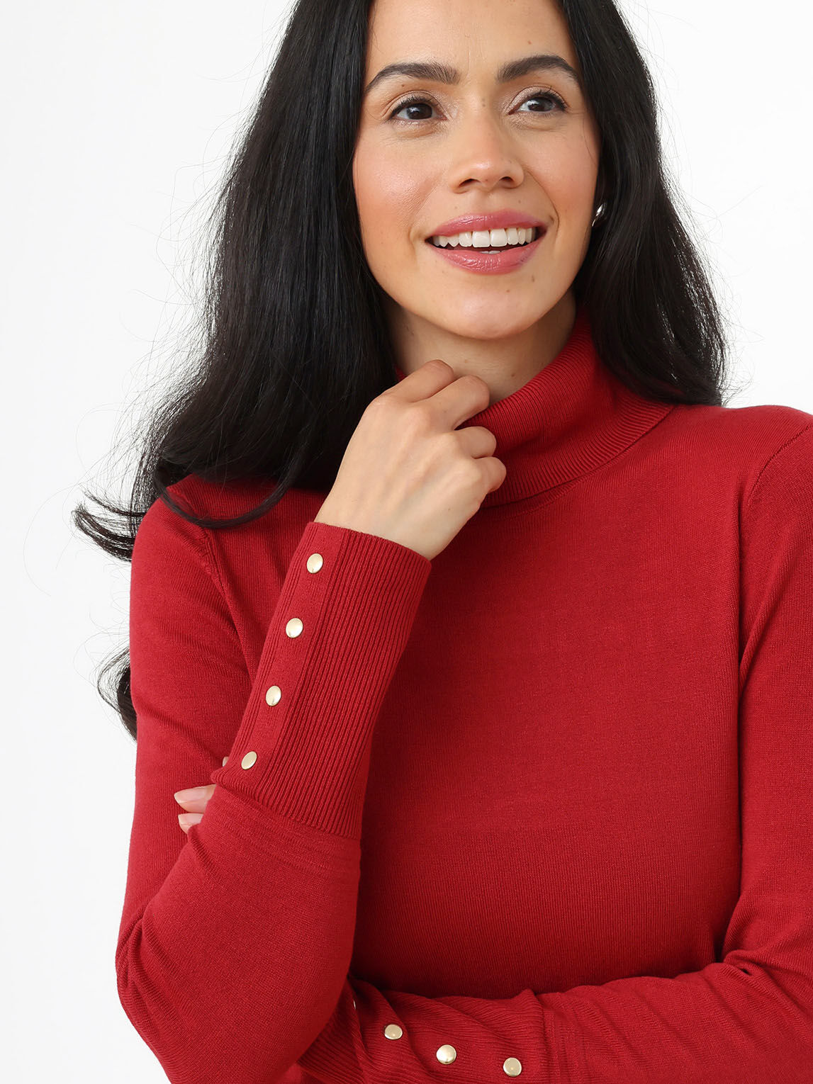 Petite Turtleneck Sweater with Button Detail