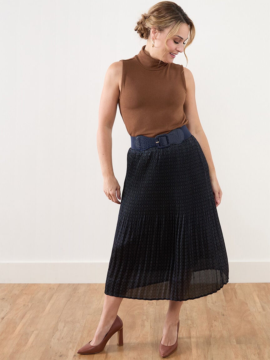 Petite Satin Pleated Skirt