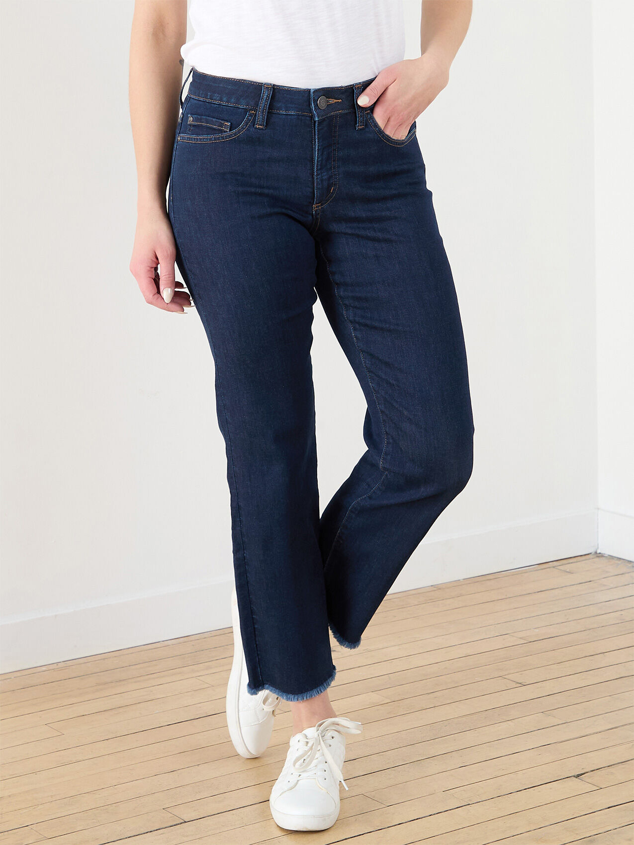 Olivia Straight Ankle Jeans with Raw Hem