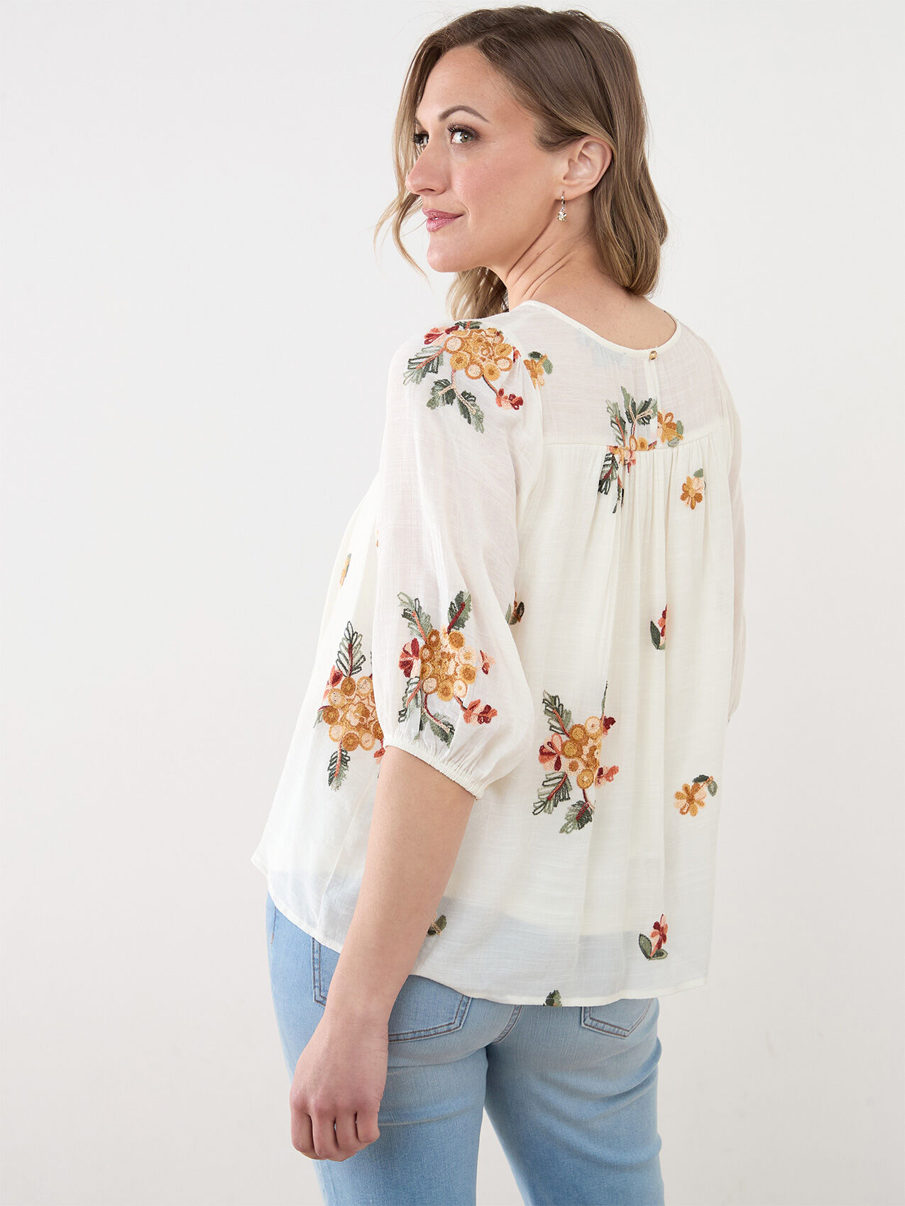 3/4 Sleeve Popover Embroidered Blouse | Cleo | 4000010860
