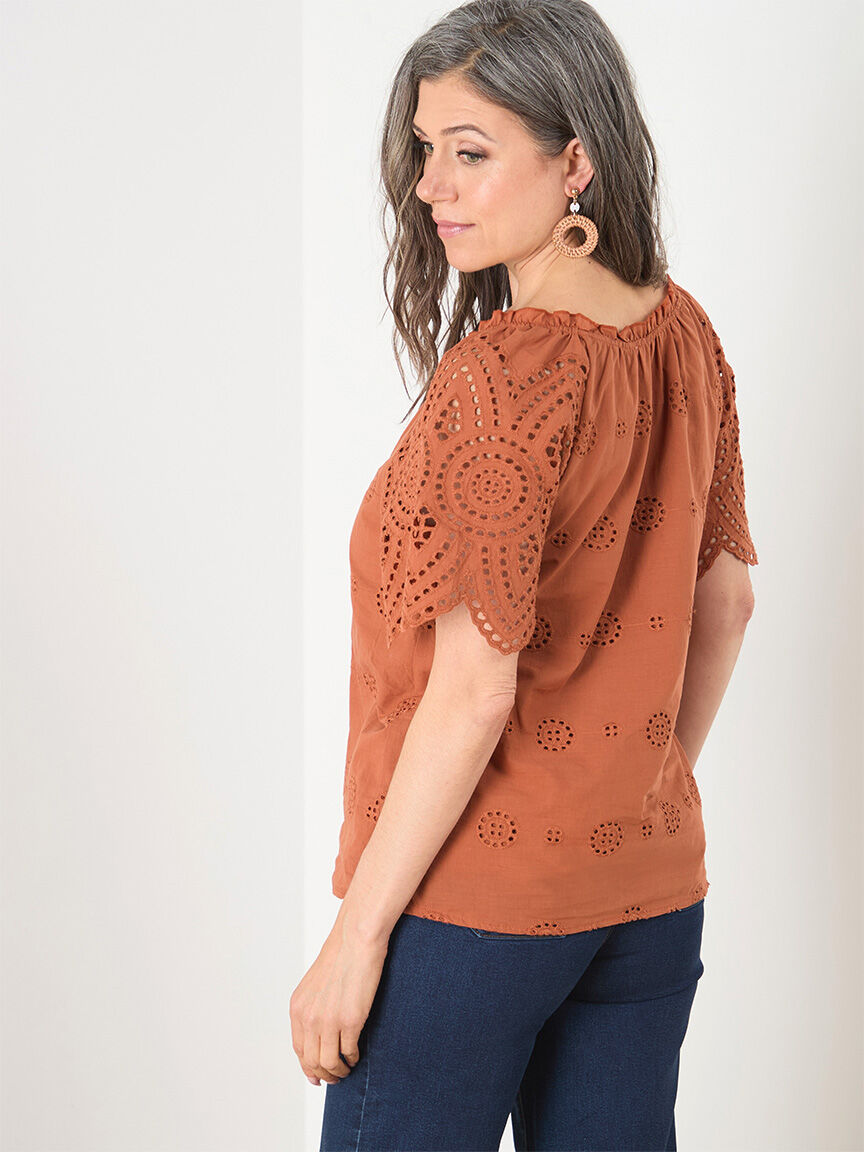 Embroidered Eyelet Blouse