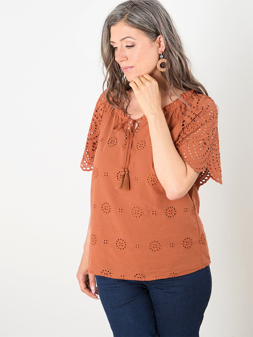 Embroidered Eyelet Blouse