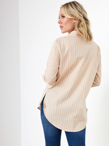 Petite Long Sleeve Collared Cotton Relaxed Fit Shirt Image 5