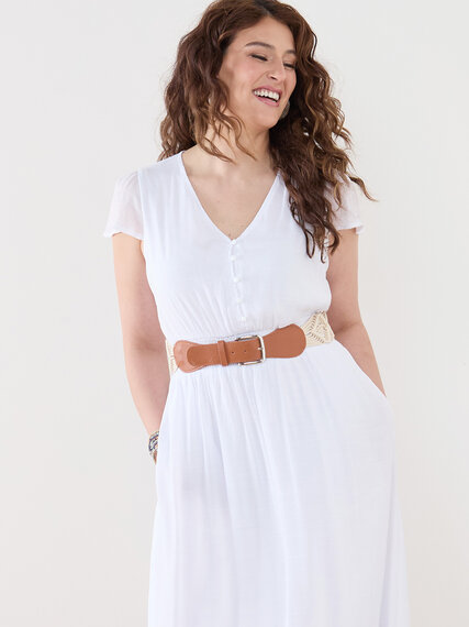 Gauze Midi Dress with Smocked Waist Image 6