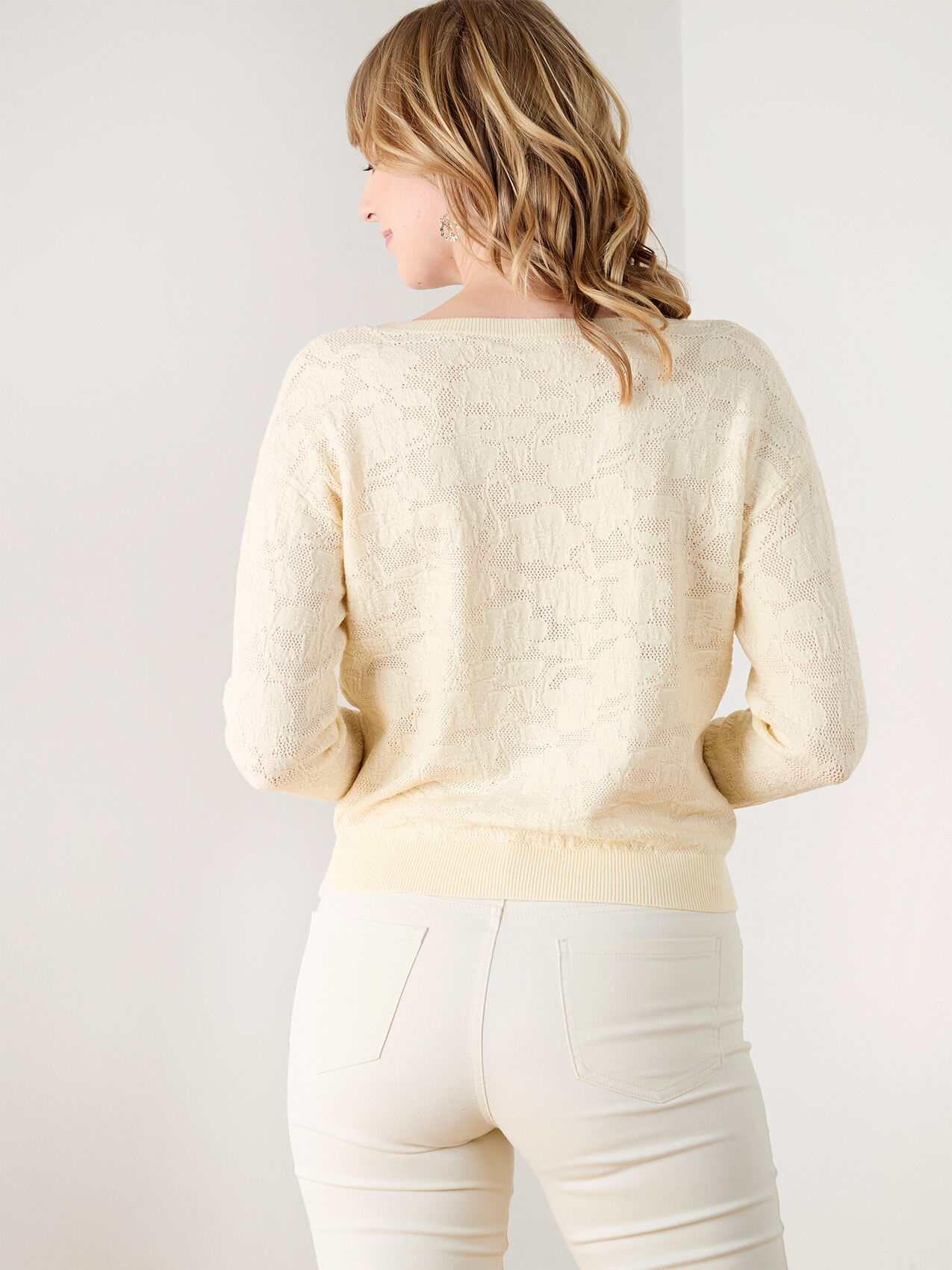 Long Sleeve Crochet Pullover Sweater