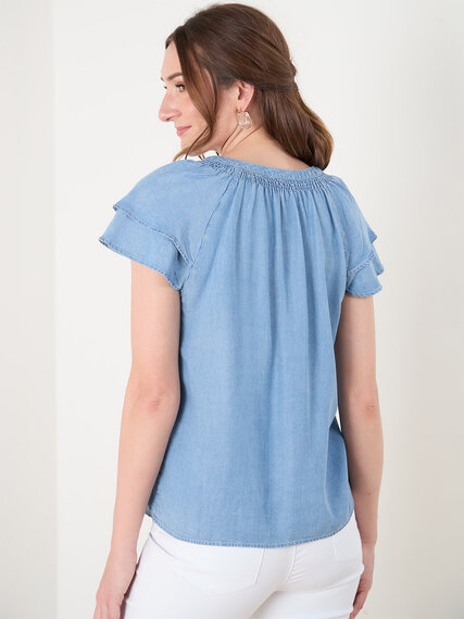Petite Tiered Sleeve Relaxed Fit Blouse Image 3