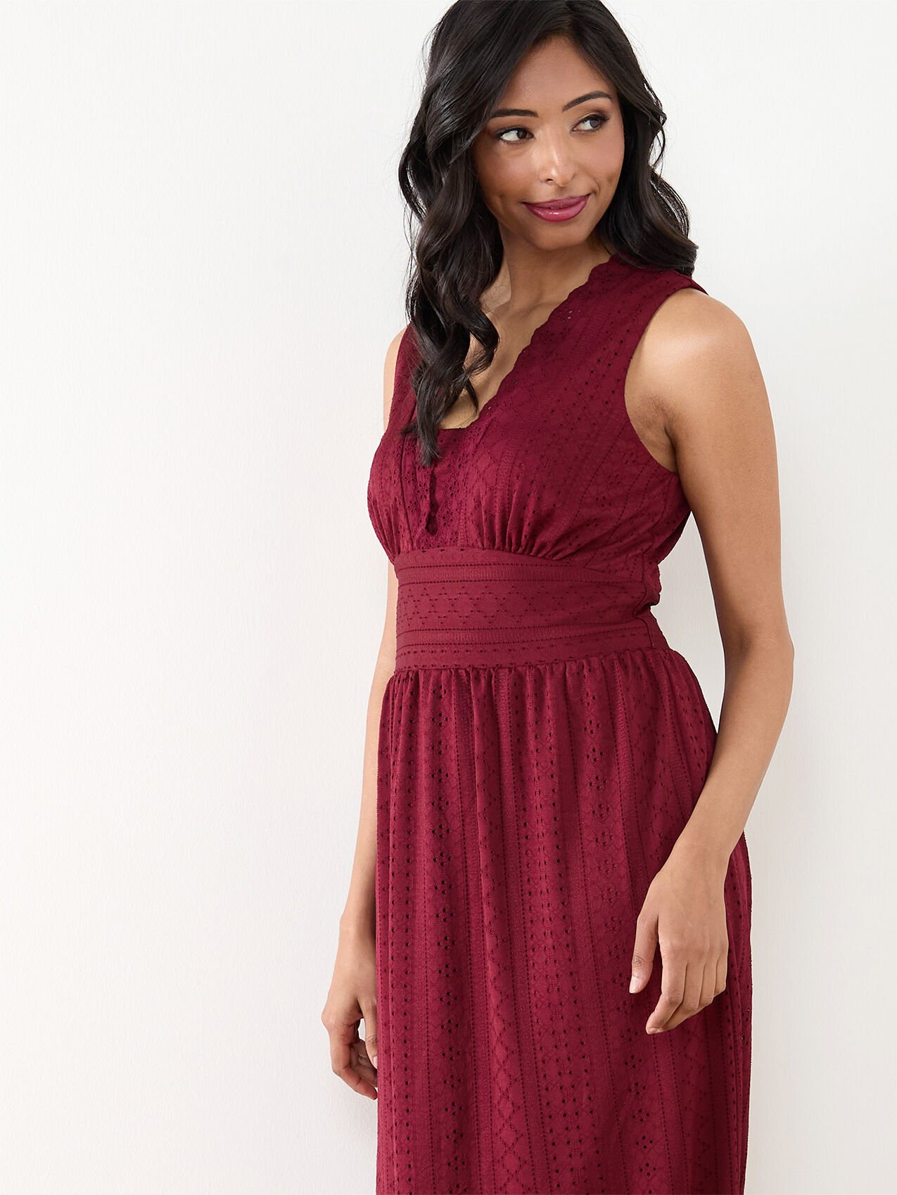 Petite Eyelet Maxi Peasant Dress