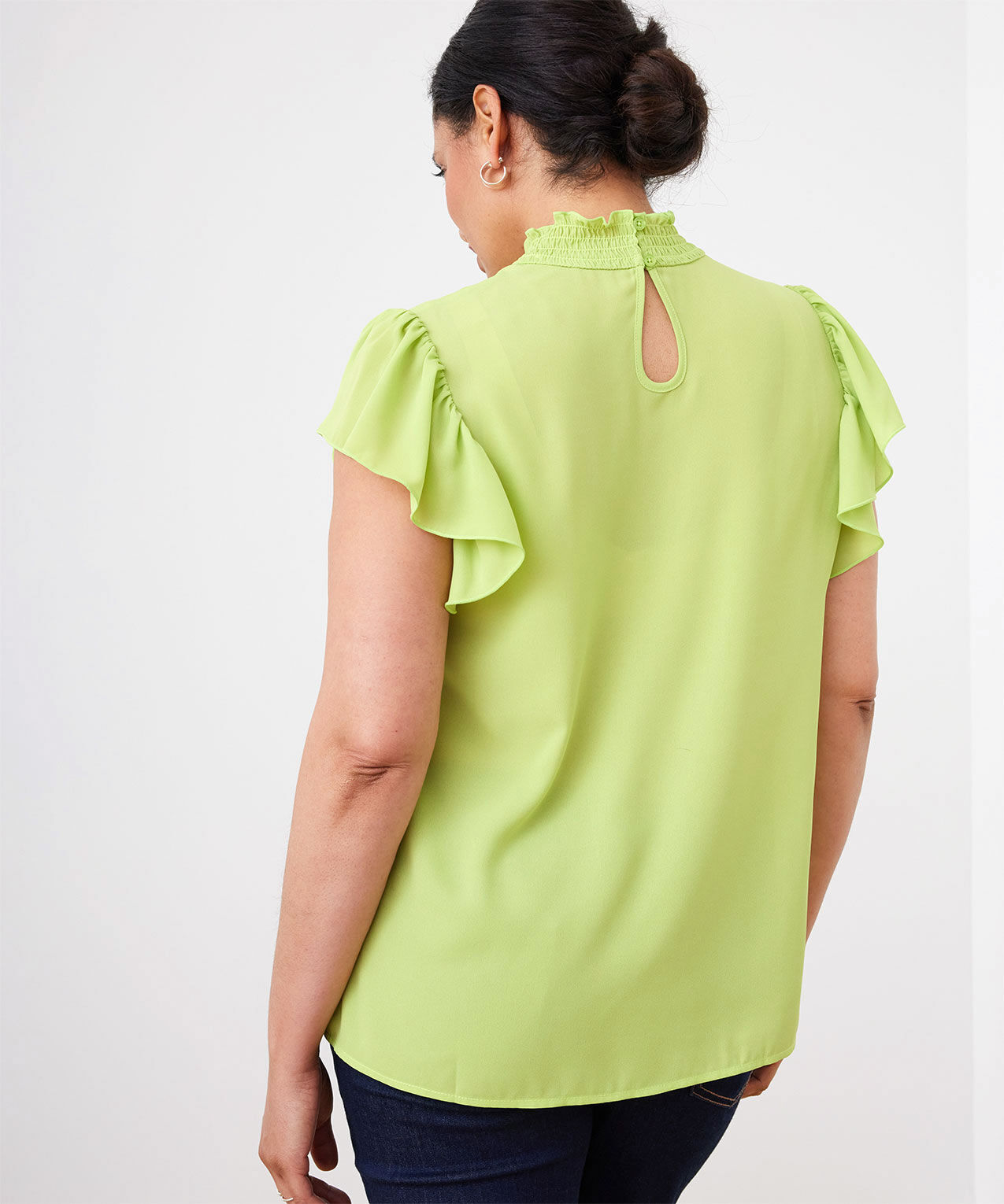 Ruched Neck Short Sleeve Blouse