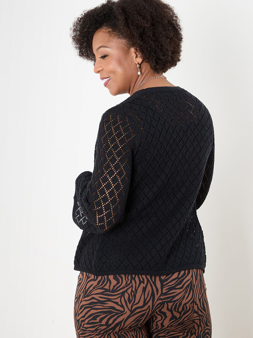 Long Bell Sleeve Crochet Shrug