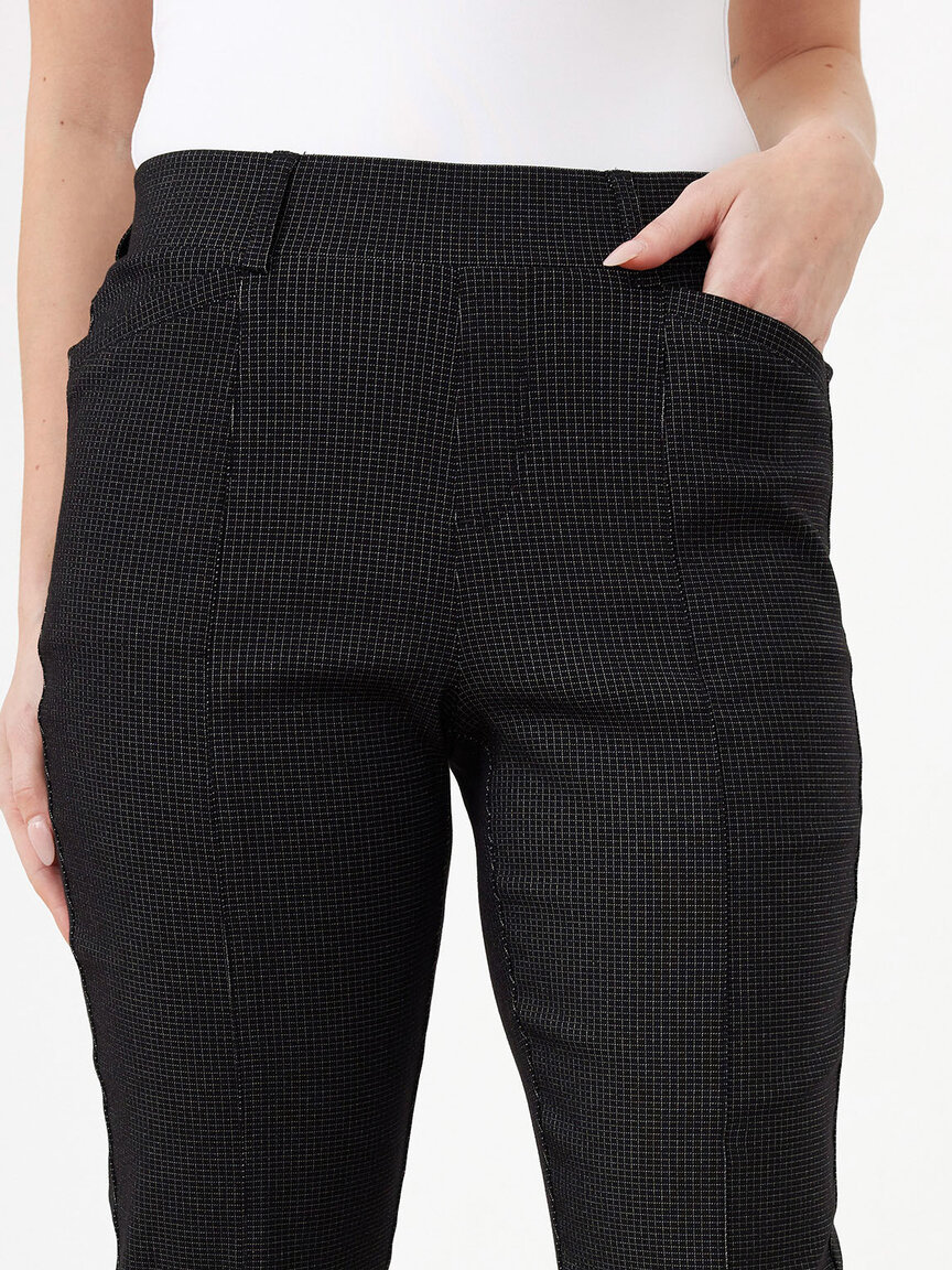 Buy the Womens Black White Check Print Slim Fit Pull-on Ankle